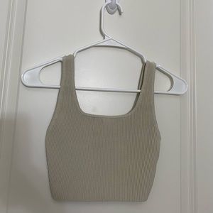 Aritzia Babaton Sculpt Knit Cropped Tank Matte Pearl